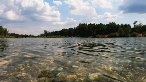 Panorama of the river seen from the water's surface Stock Footage 270791787