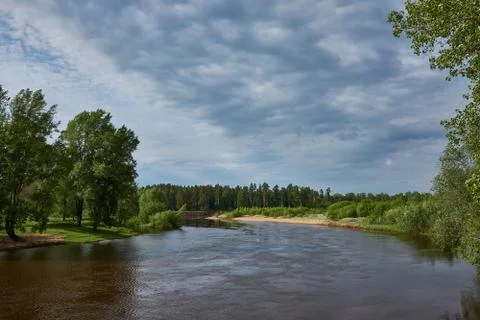 Panorama of the river summer Stock Photos