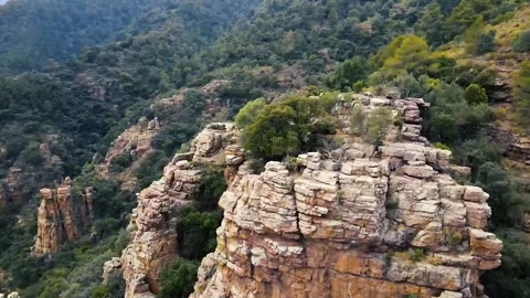 Panorama of a rock formation on a mountainside Stock Footage 241245554