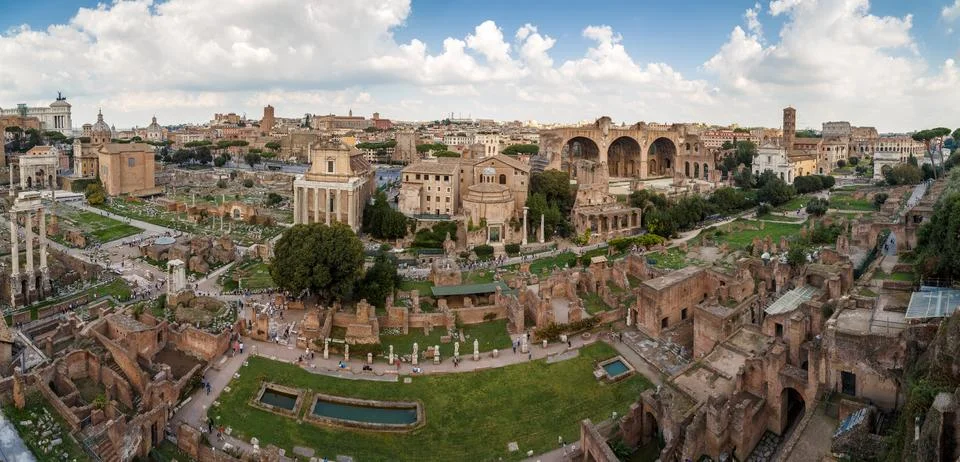 Panorama of the Roman Forum Stock Photos