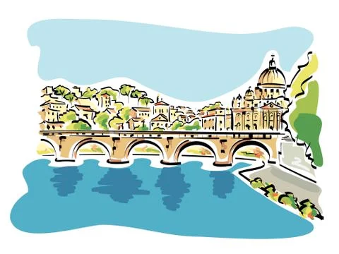 Panorama of Rome Stock Illustration