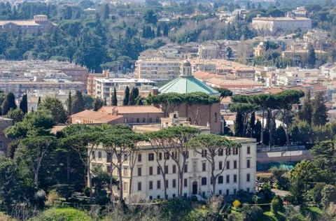 Panorama of Rome from the observation deck of the dome of St. Peter's Basilic Stock Photos