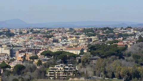 Panorama of Rome from the observation deck of the dome of St. Peter's Basilic Stock Photos