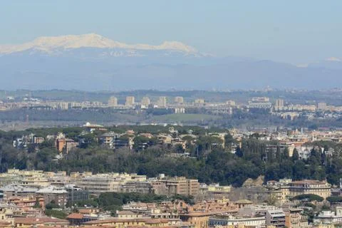 Panorama of Rome from the observation deck of the dome of St. Peter's Basilic Stock Photos