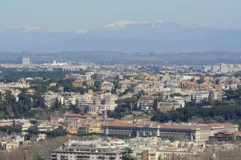 Panorama of Rome from the observation deck of the dome of St. Peter's Basilic Stock Photos
