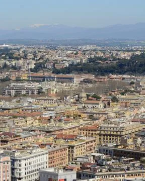 Panorama of Rome from the observation deck of the dome of St. Peter's Basilic Foto stock
