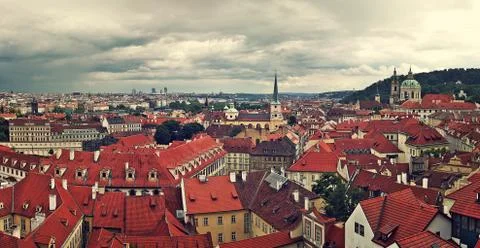Panorama of rooftops in prague. Foto stock
