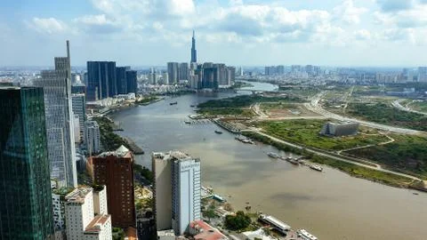 Panorama of Saigon Stock Photos