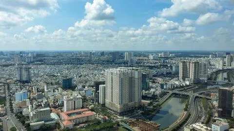 Panorama of Saigon Stock Photos