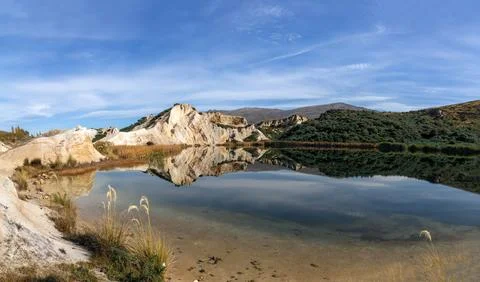 Panorama of Saint Bathans Otago Stock Photos