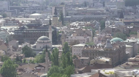 Panorama of Sarajevo with Gazi Husrev mosque Stock-Footage 38720853