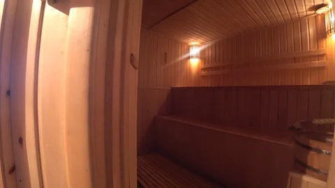 Panorama in the sauna, forward movement Stock Footage 88258677