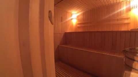 Panorama of the sauna from left to right Stock Footage 88257831