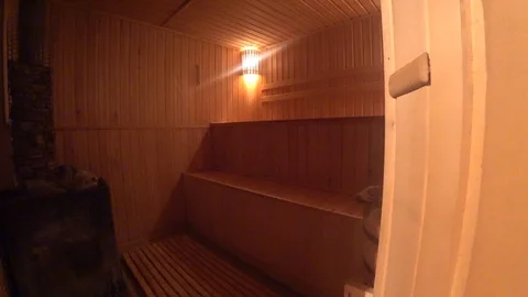 Panorama of the sauna from right to left Stock Footage 88257830