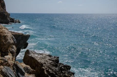 Panorama of the sea and rocks Stock Photos