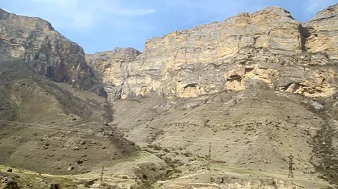 Panorama shooting gorges, cliffs, mountains and sky Stock Footage 37266759