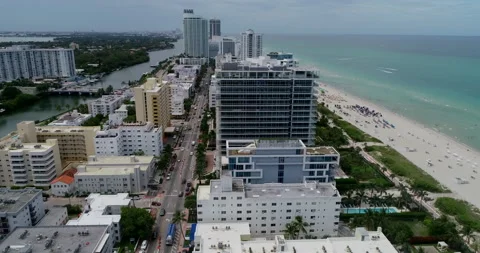 Panorama shot of Miami Beach Stock Footage 160499775