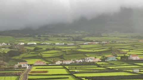 Panorama Shot of Patchwork Fields At Santa Barbara, Terceira, Azores Video stock 89055482