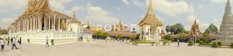 Panorama of Silver Pagoda in Royal Palace in Phnom Penh Cambodia Stock Photos
