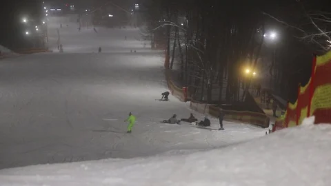 Panorama of the ski slope Stock Footage 124010852