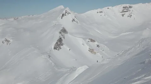 Panorama with skier Stock Footage 46148189