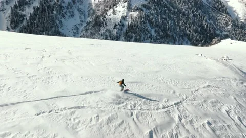 Panorama skiing of professionals in mountains Stock Footage 236930989