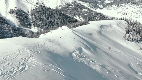 Panorama skiing of professionals in  mountains Stock Footage 236931531