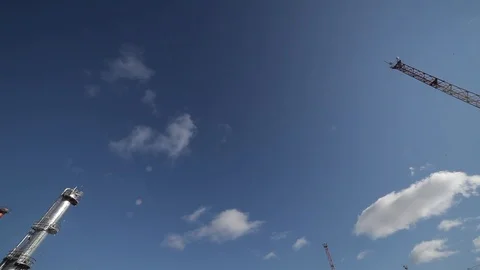 Panorama from the sky down to the large oil refinery Stock-Footage 114056430