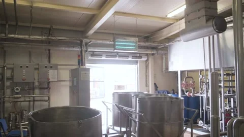 Panorama of a small dairy processing plant Stock Footage 161510267