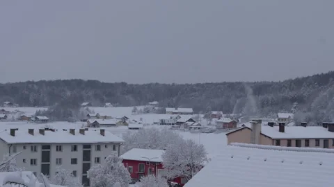 Panorama of a small town in winter Stock Footage 262057344