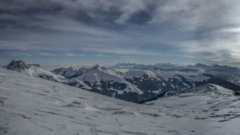Panorama of snow-covered mountains Video stock 122094550