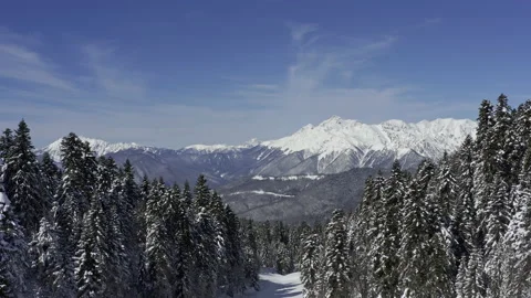 Panorama of snowy mountains Stock Footage 138518556