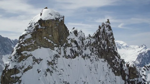 Panorama Of Snowy Rocky Mountain Ridge W Stock Video Pond5