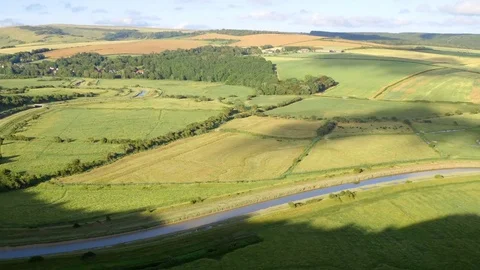 Panorama of South Downs and Cuckmere River Valley from the High and Over Hill. 動画素材 82884909