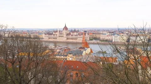 Panorama of spring Budapest Stock Footage 314228354