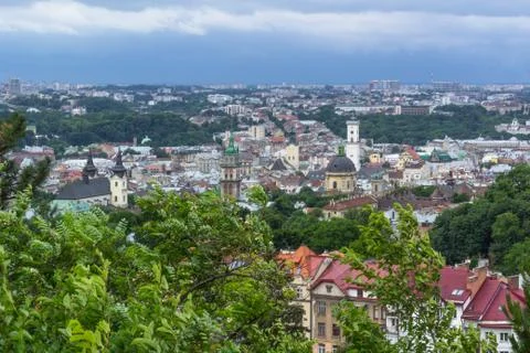 Panorama of spring Lvov Stock Photos