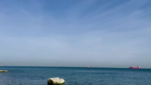 Panorama of the stone sea coast Stock Footage 240380832