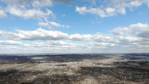 Panorama of the suburb. The camera slowly rotates and shows the suburban beauty Stock Footage 106290664