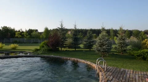 Panorama Summer Pool on Nature Background Stockbeeldmateriaal 48633388