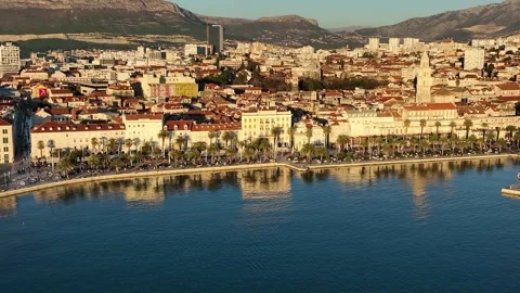 Panorama at sunset of the city Split Stock Footage 172833284