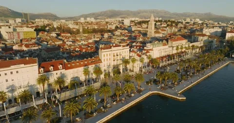 Panorama at sunset of the city Split Stock Footage 175553863