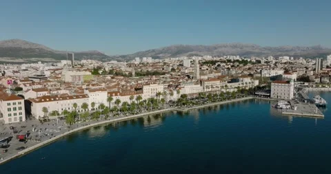 Panorama at sunset of the city Split Stock Footage 178179190