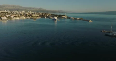 Panorama at sunset of the city Split Stock Footage 207514377