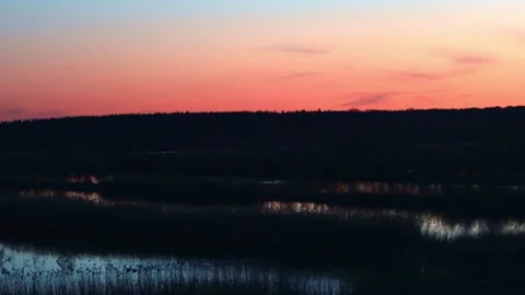 Panorama of sunset at a danish lake Stock Footage 212338326