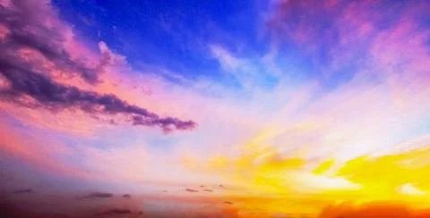  Panorama of Sunset with multiple color in pattern. Panorama of Sunset wit... 스톡 사진