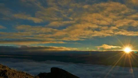 Panorama of  sunset over the mountains. Stock Photos