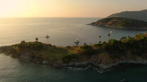 Panorama sunset over ocean mountain background. Stock Footage 209175215