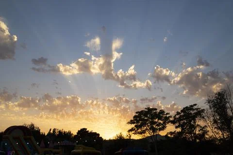 Panorama sunset sky for background or sunrise sky and cloud at morning. Stock Photos