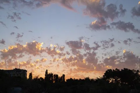 Panorama sunset sky for background or sunrise sky and cloud at morning. Stock Photos