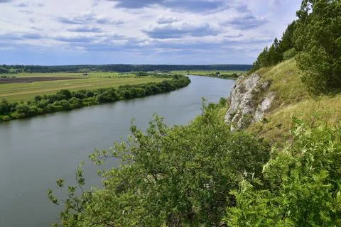 Panorama of the Sylva River and the river valley from the Sorokinskaya gypsum Stock Photos